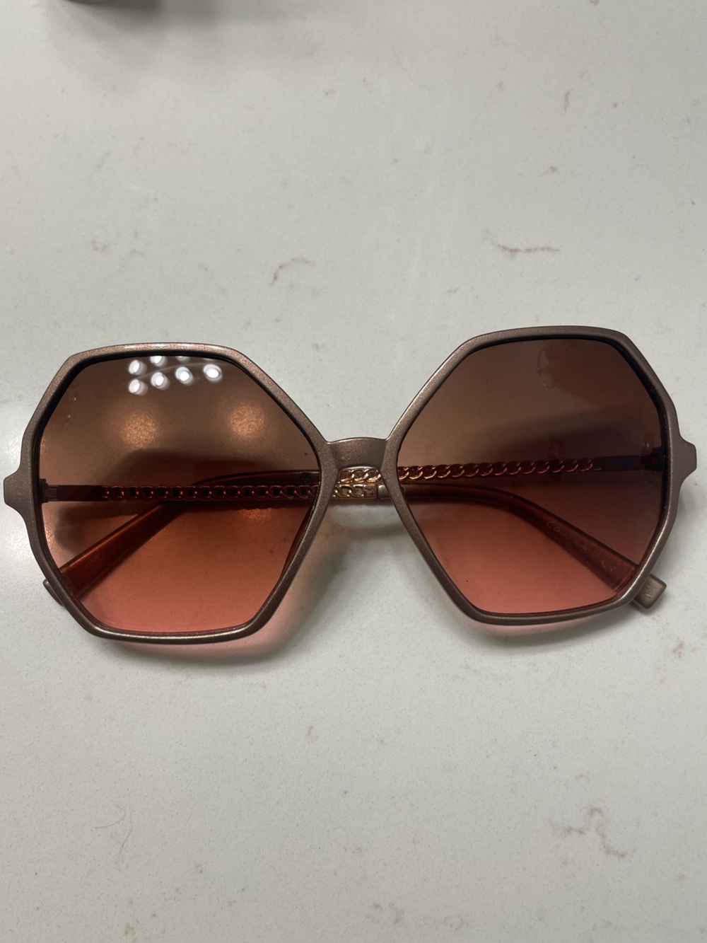 Women's Geometric Brown/Rose Tinted Sunglasses